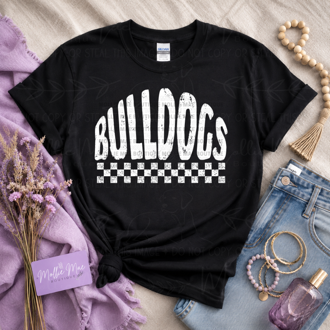 Hickman County Bulldogs Distressed Checkered Spirit T-Shirt