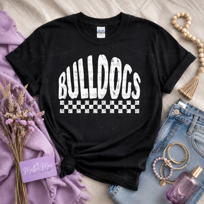 Hickman County Bulldogs Distressed Checkered Spirit T-Shirt