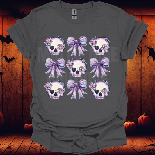 Purple Bows and Skulls Coquette Graphic Tshirt