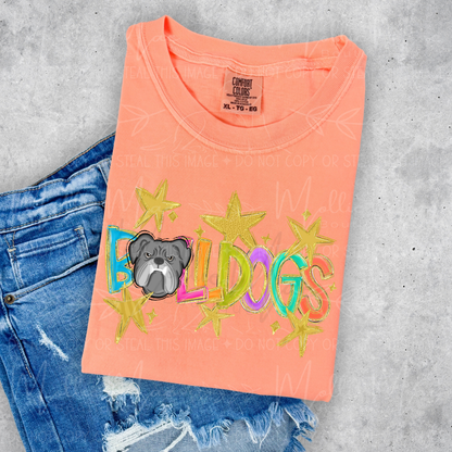 Bulldogs Stars Graphic Tee – Neon Cantaloupe