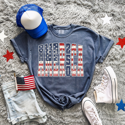 America 250 Distressed Flag Graphic Tee