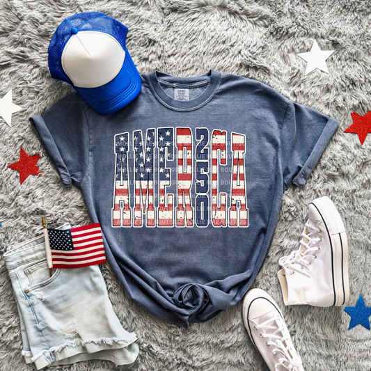America 250 Distressed Flag Graphic Tee