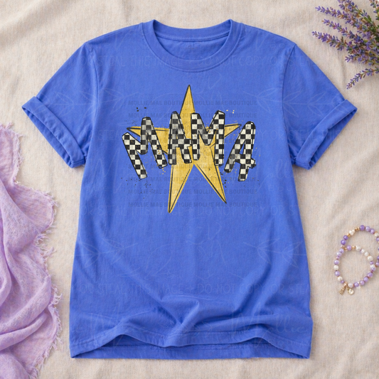 Mama Checkered Star Graphic Tee