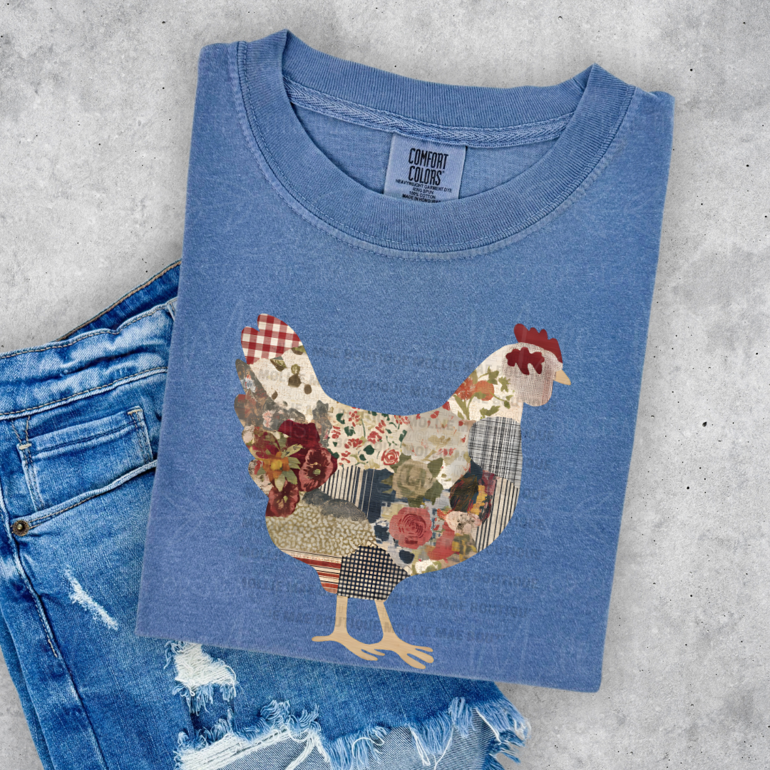 Vintage Patchwork Chicken Graphic Tee