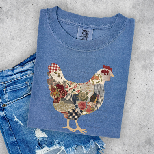 Vintage Patchwork Chicken Graphic Tee
