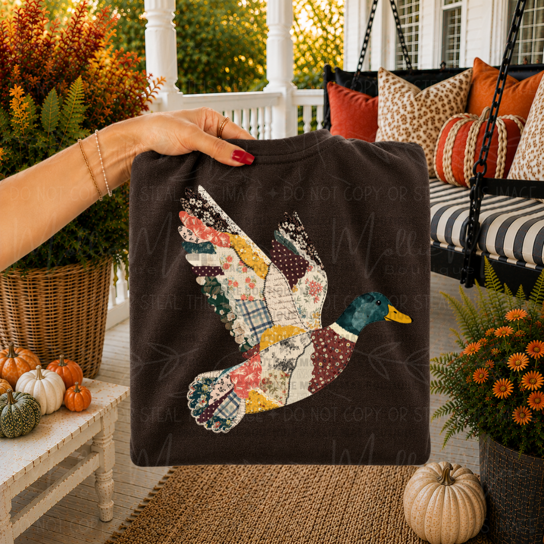 Patchwork Duck Graphic Crewneck Sweatshirt