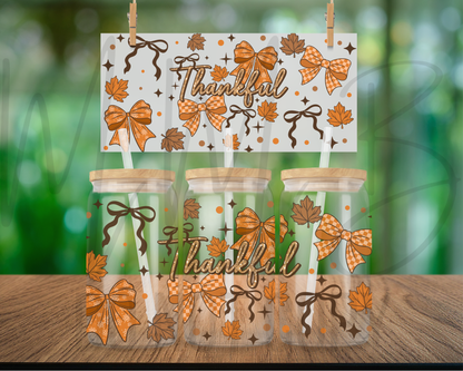 Thankful Bows” 16oz Libby Glass Can