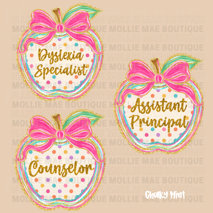 School Staff Apple Bow Graphic Tee