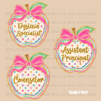 School Staff Apple Bow Graphic Tee