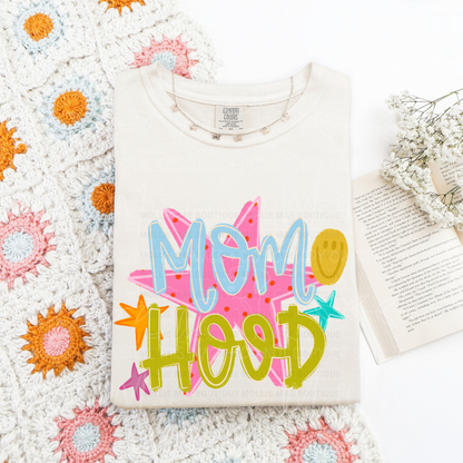 Mom Hood Smiley Star Graphic Tee