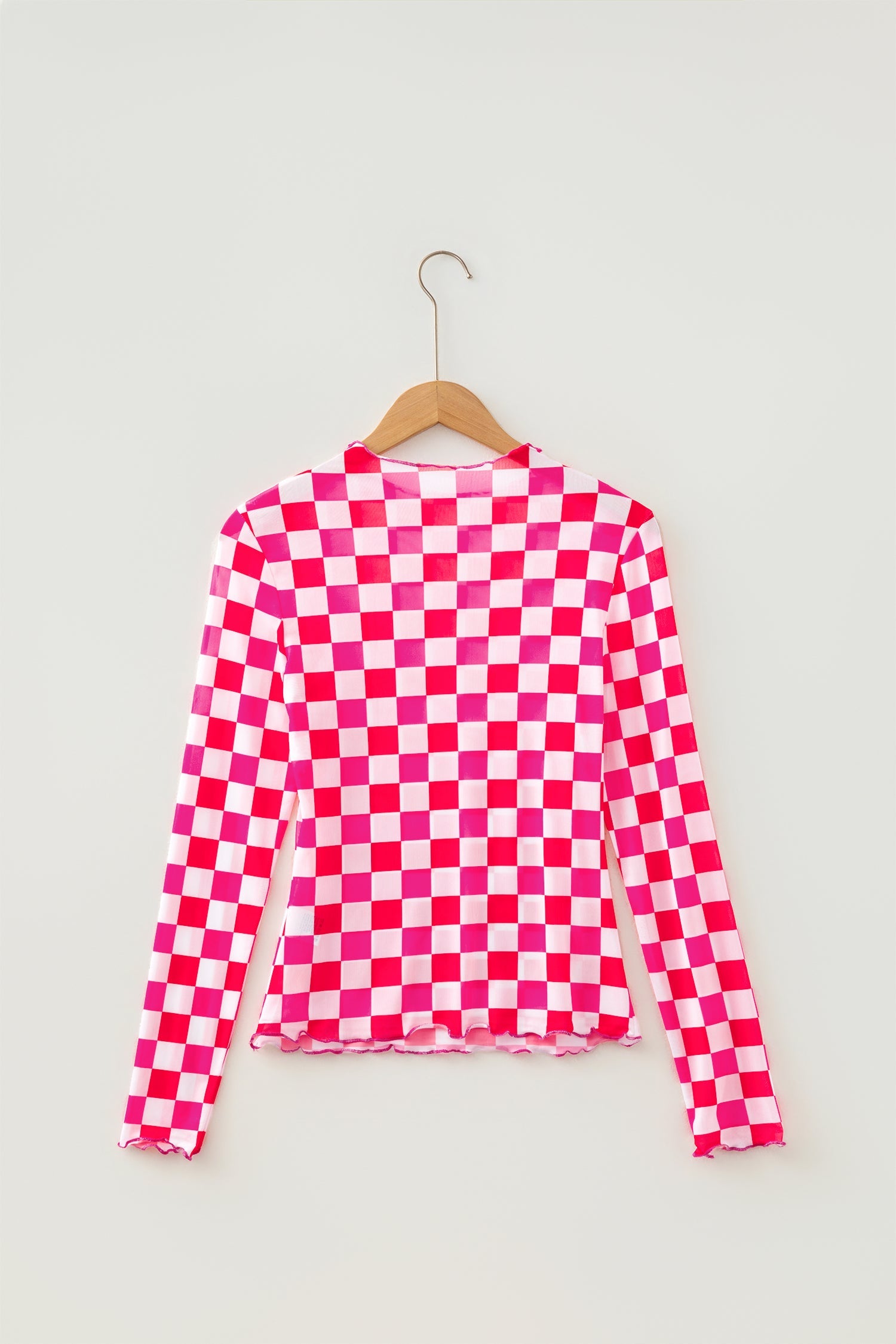 Rose Checkered Sheer Mesh Top with a sheer checkered mesh design with a flattering fitted silhouette, boutique fashion