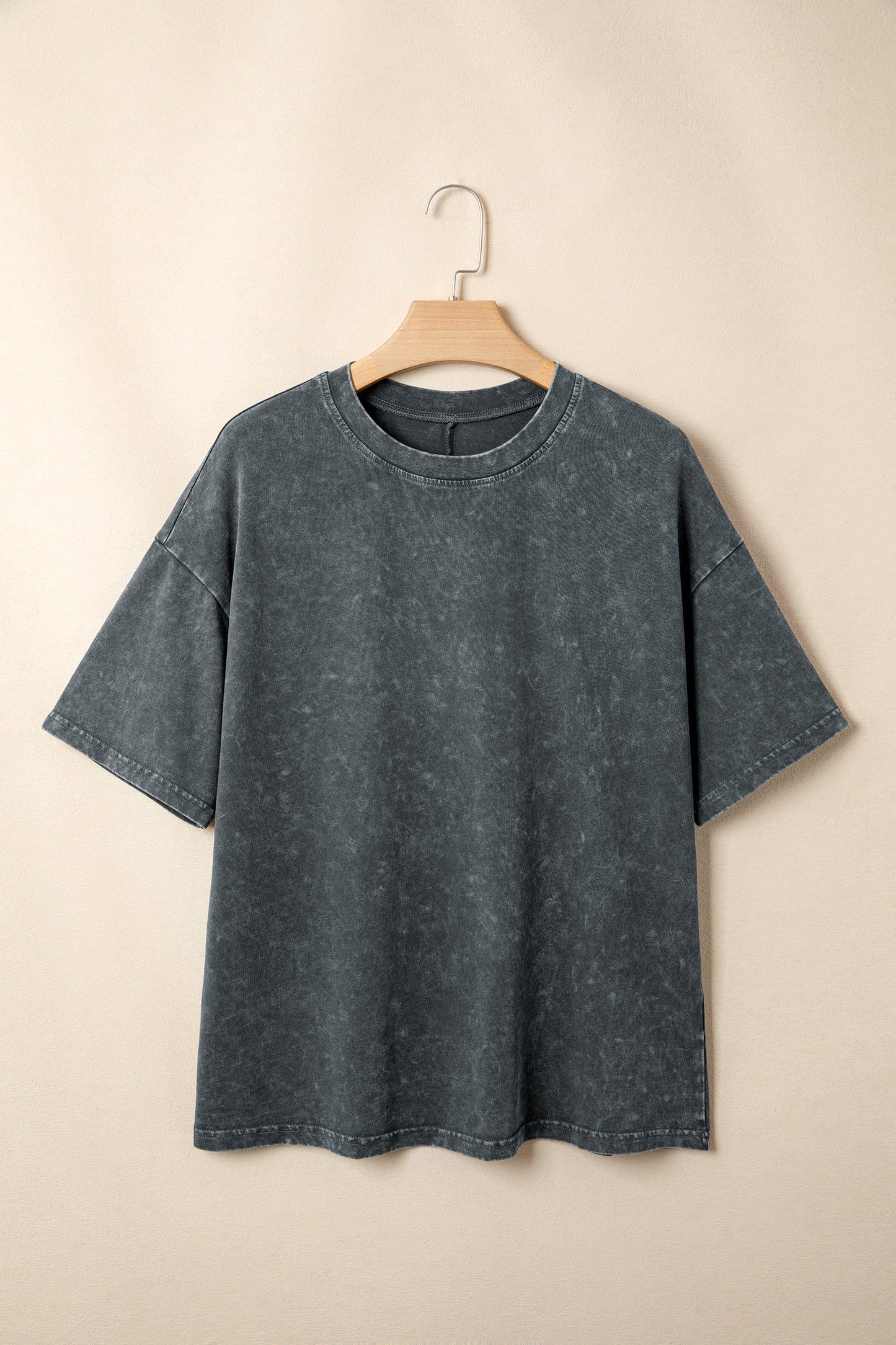 Dark Grey Mineral washed oversized short sleeve tee with relaxed fit, soft washed finish, and casual boutique everyday style