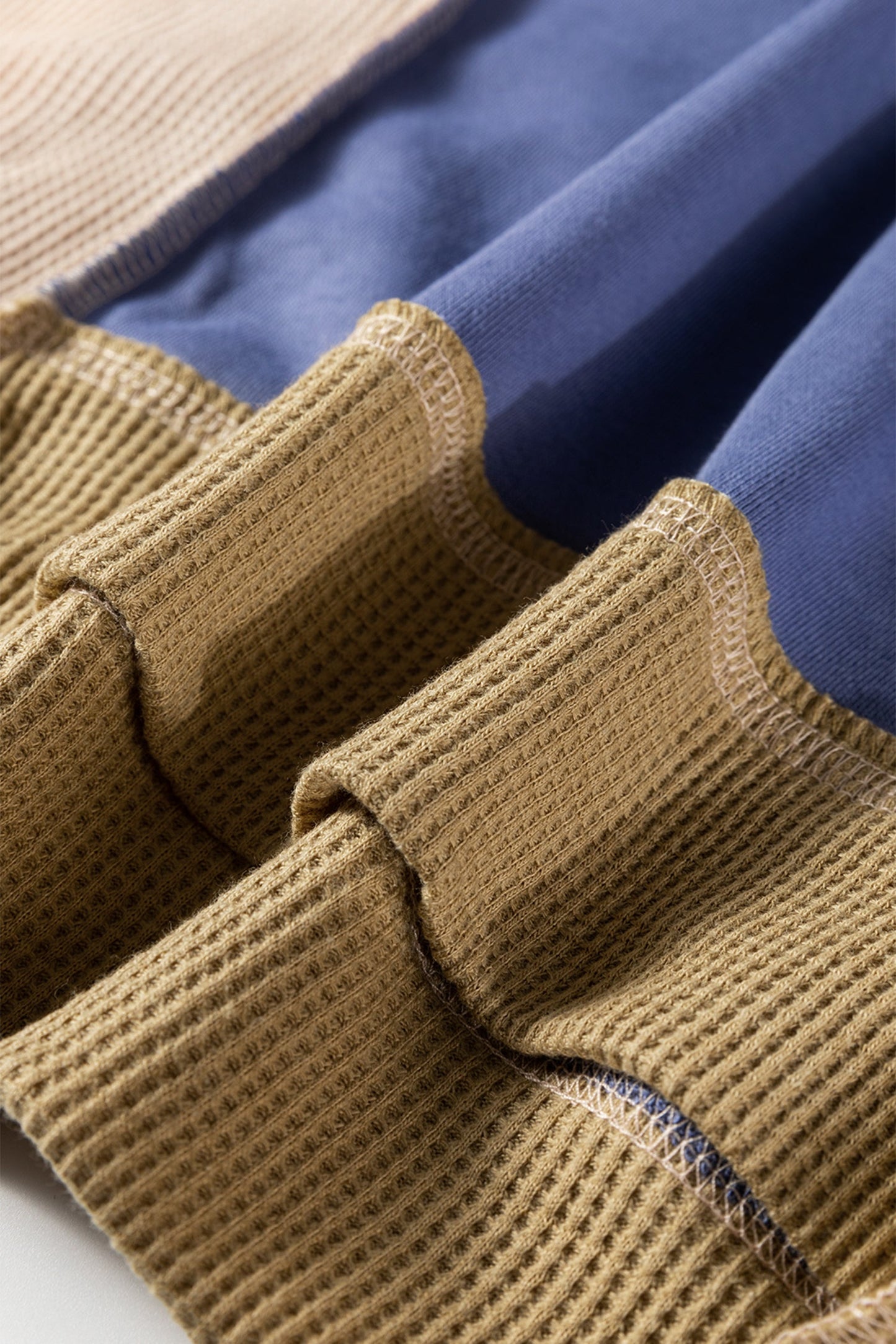 Smoke Green colorblock waffle knit reverse seam oversized sweatshirt with boutique fashion styling