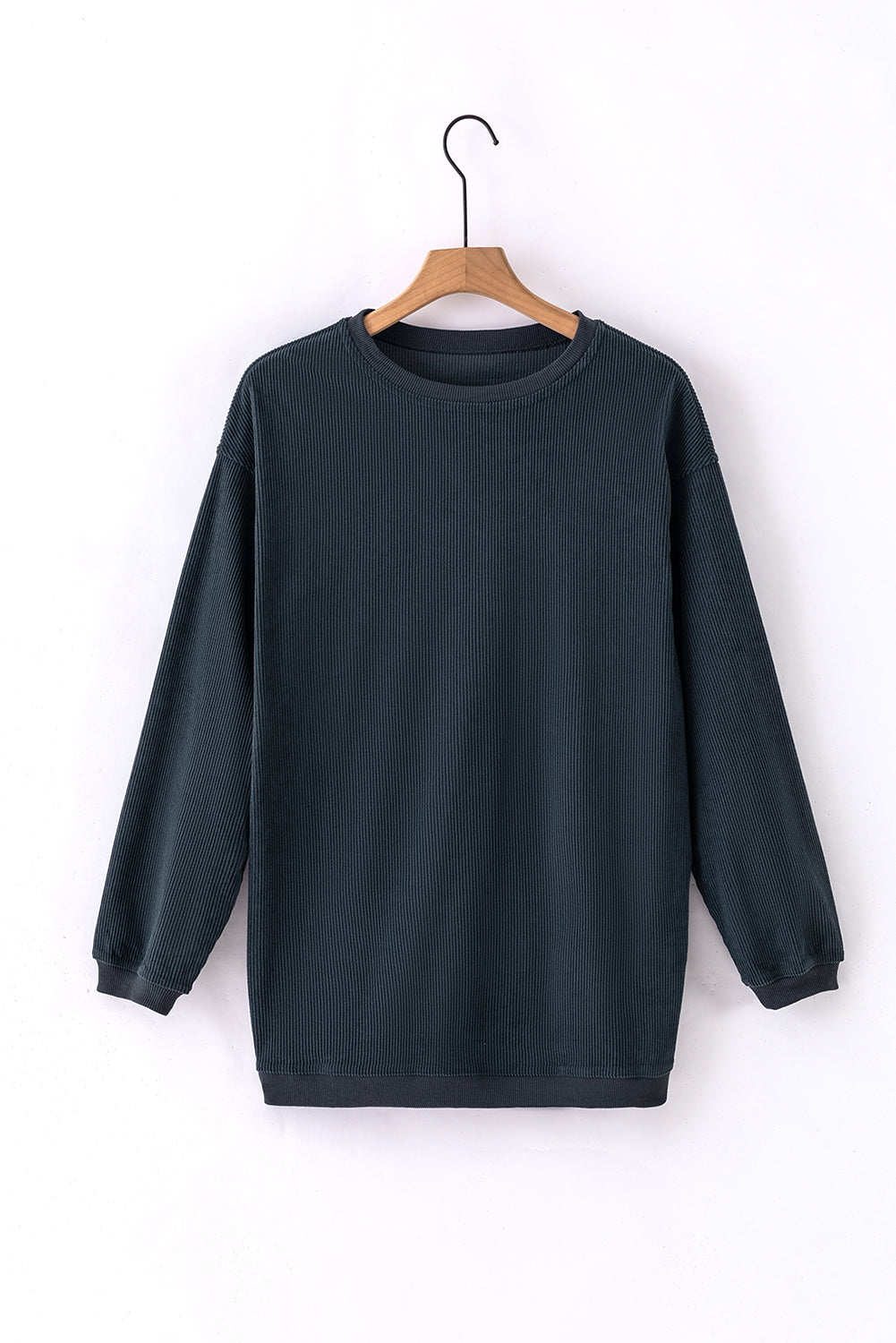 Festival Fuchsia ribbed corduroy oversized long sleeve sweatshirt with cozy boutique styling