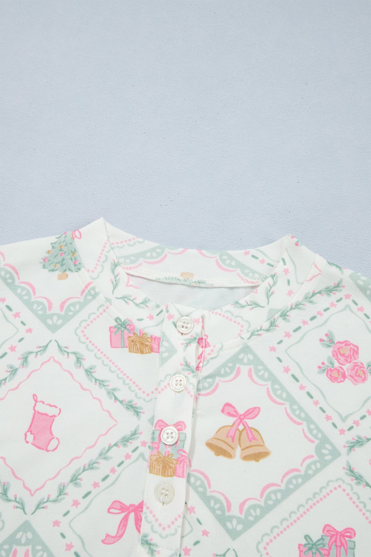 Christmas Patchwork Henley Top & Pant Pajama Set