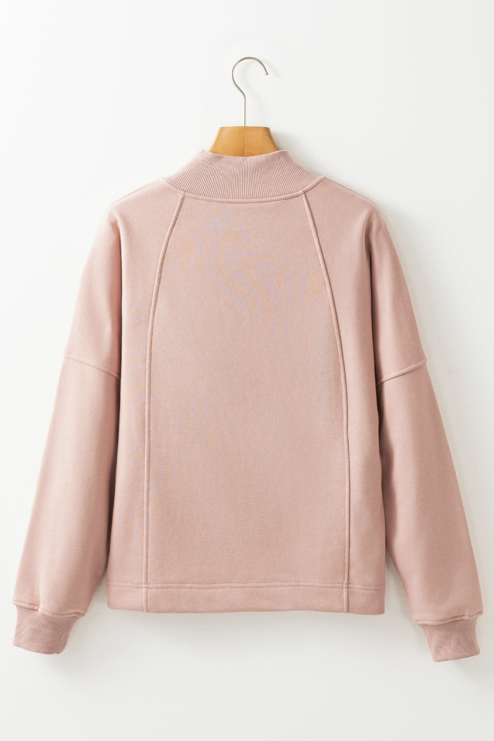 fuchsia zip neck drop shoulder relaxed boutique sweatshirt