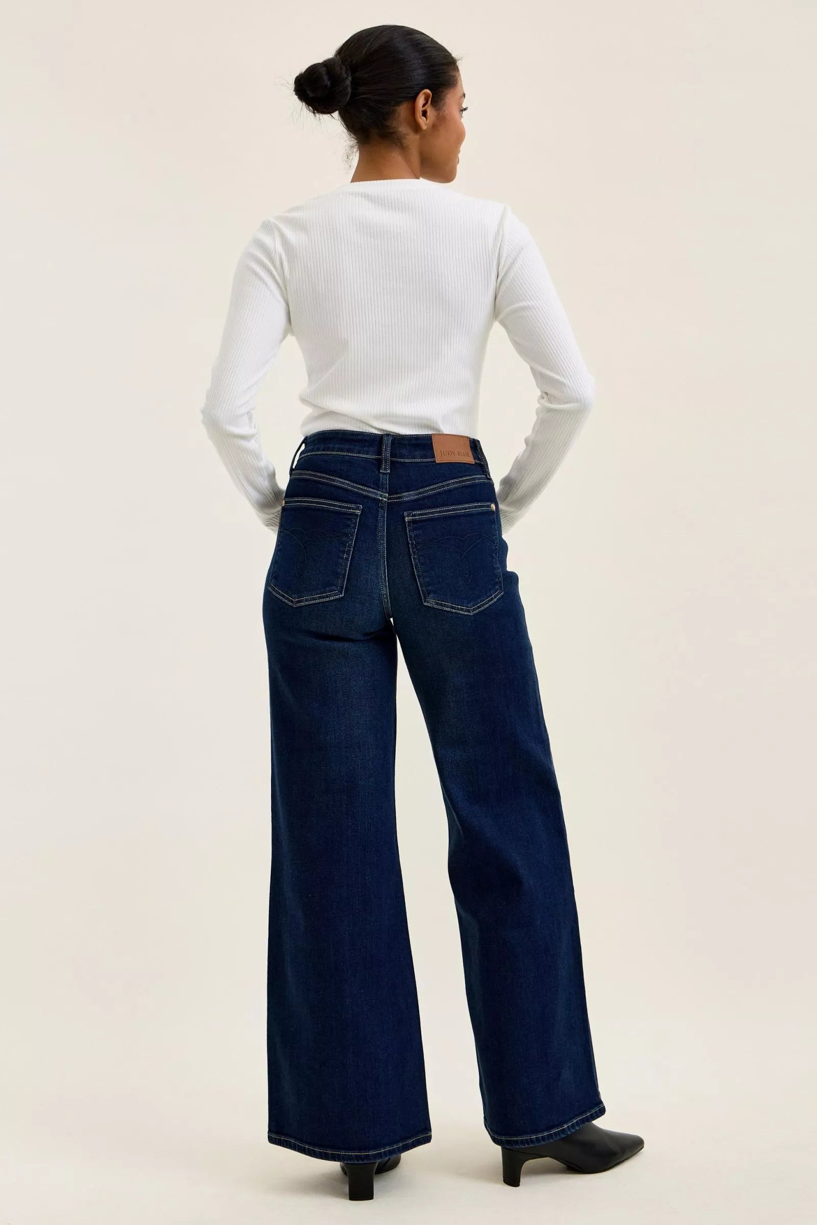 Judy Blue high waist wide leg dark wash jeans for women from Mollie Mae Boutique