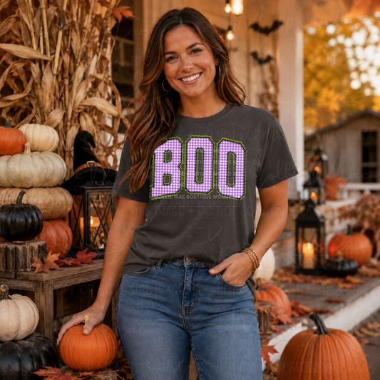 Purple Gingham Boo