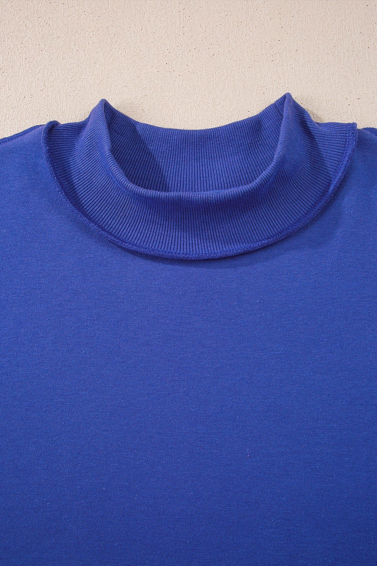 Bluing reversible mock neck drop shoulder oversized sweatshirt with relaxed boutique styling