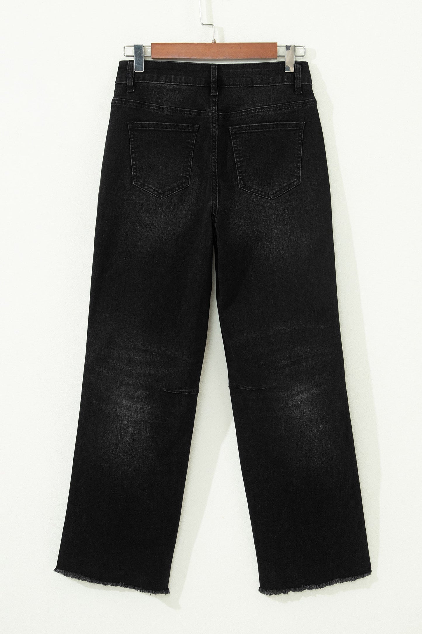 sail blue denim frayed hem cropped straight leg jeans for women