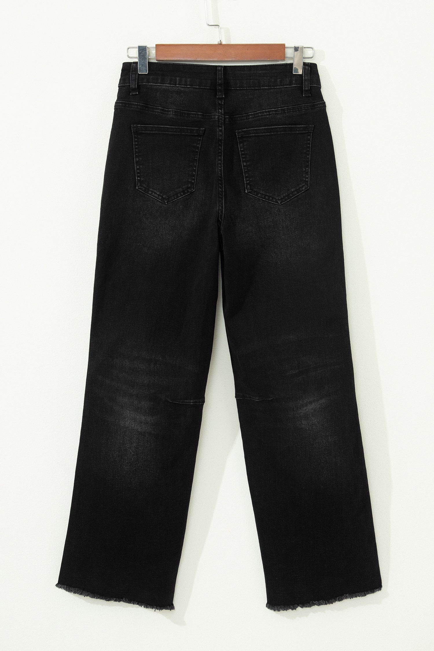 sail blue denim frayed hem cropped straight leg jeans for women