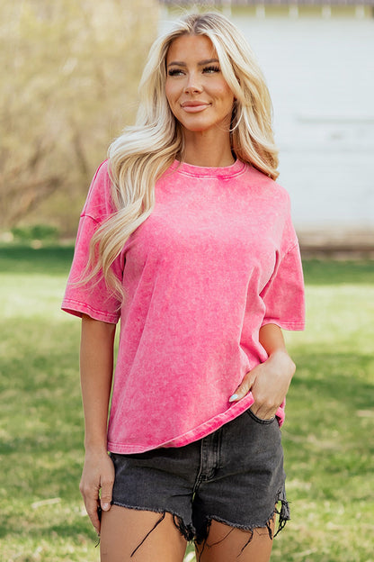 Solid Mineral Wash Short Sleeve Oversized Tee boutique clothing from Mollie Mae Boutique