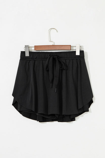Plus Size Solid Drawstring Waist Lined Skort