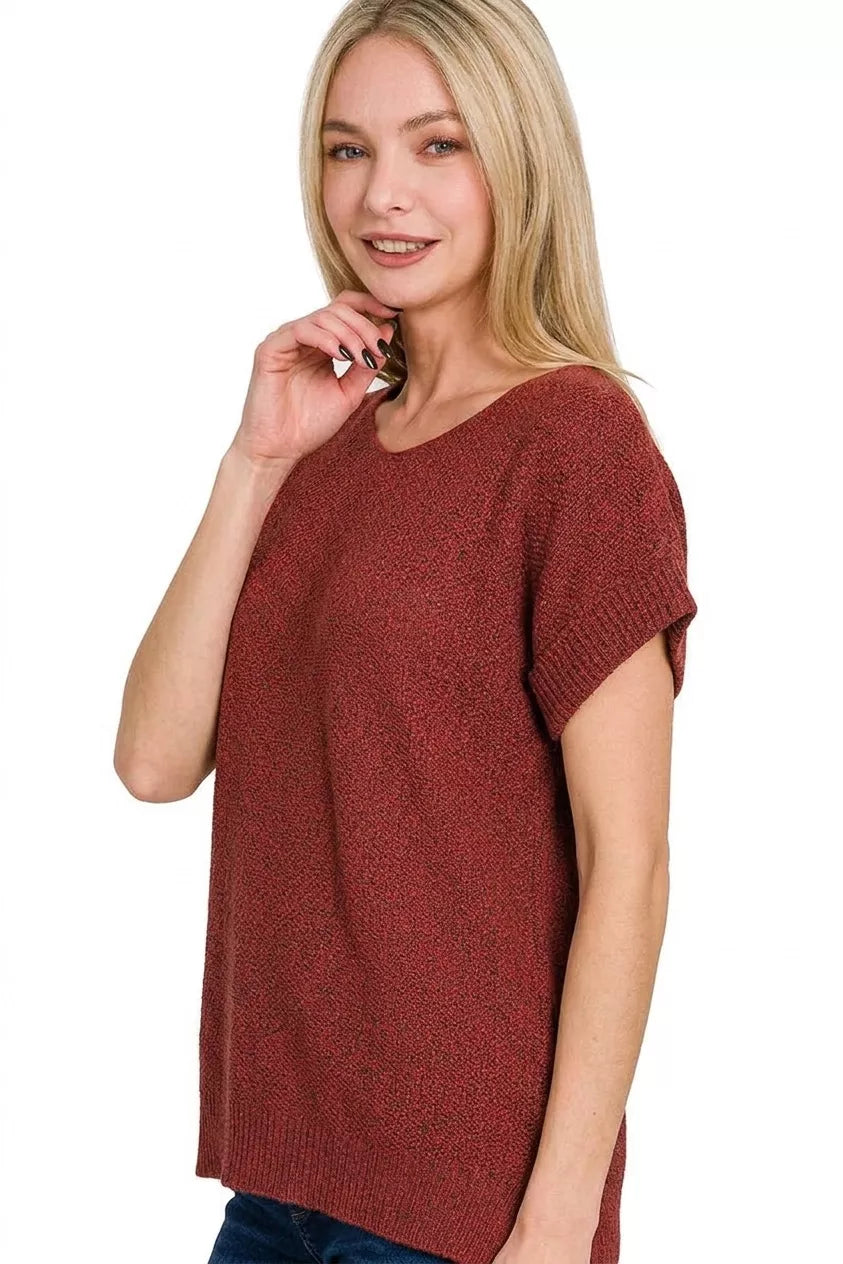 Zenana Center Seam Short Sleeve Sweater boutique fashion apparel with stylish details and comfortable fit