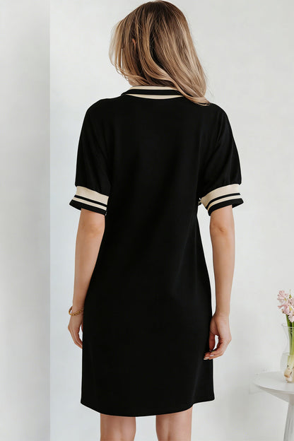 Jovie Trim Preppy Polo Tee Shirt Dress