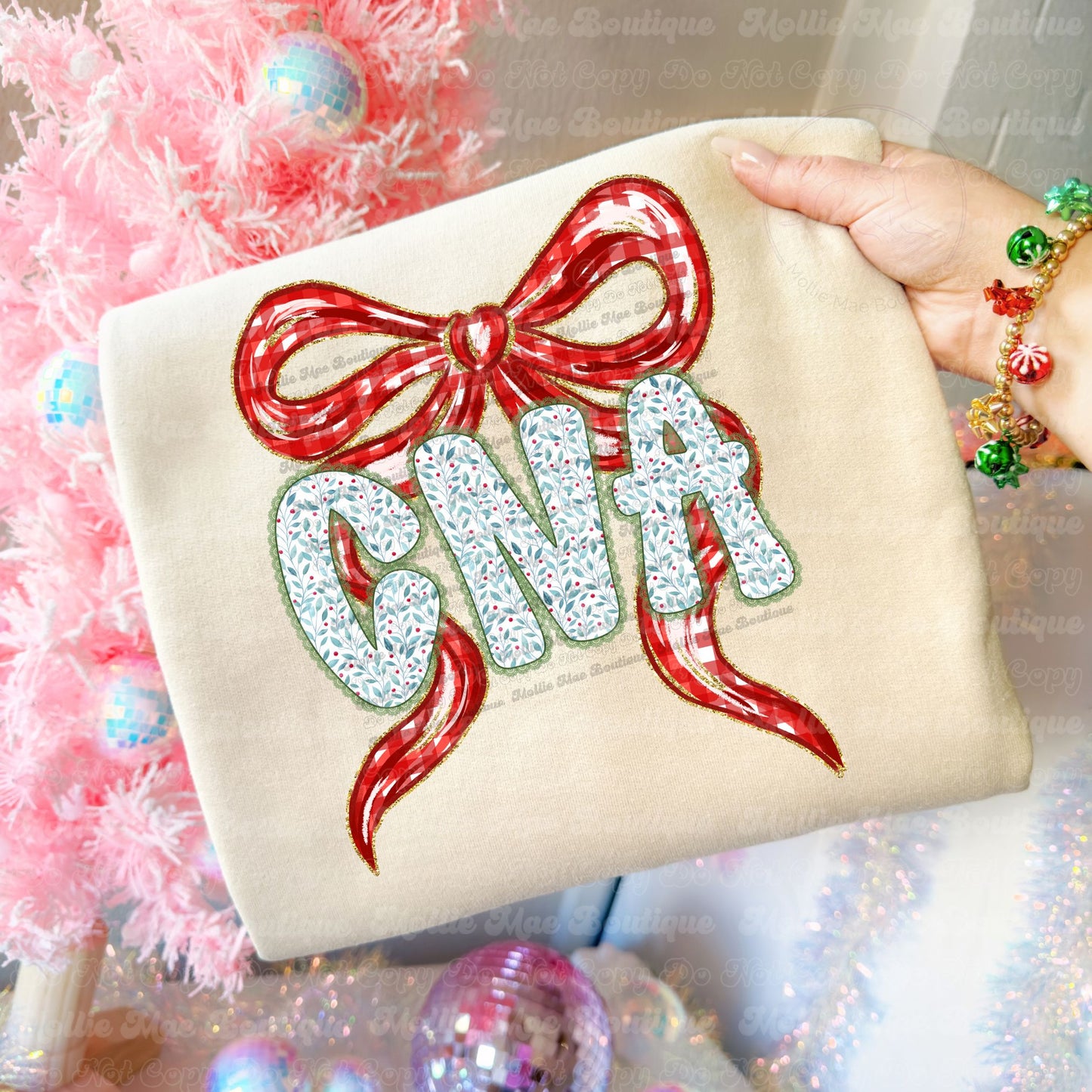 Merry CNA Bow Christmas Sweatshirt or Tee