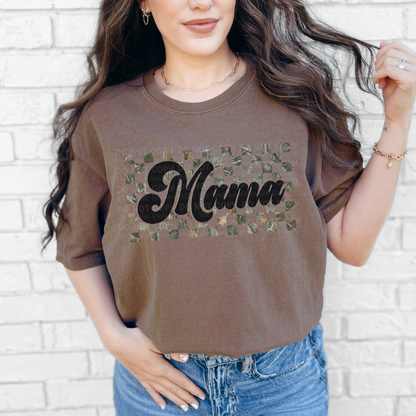MAMA(black) - Camo Checkered Tshirt