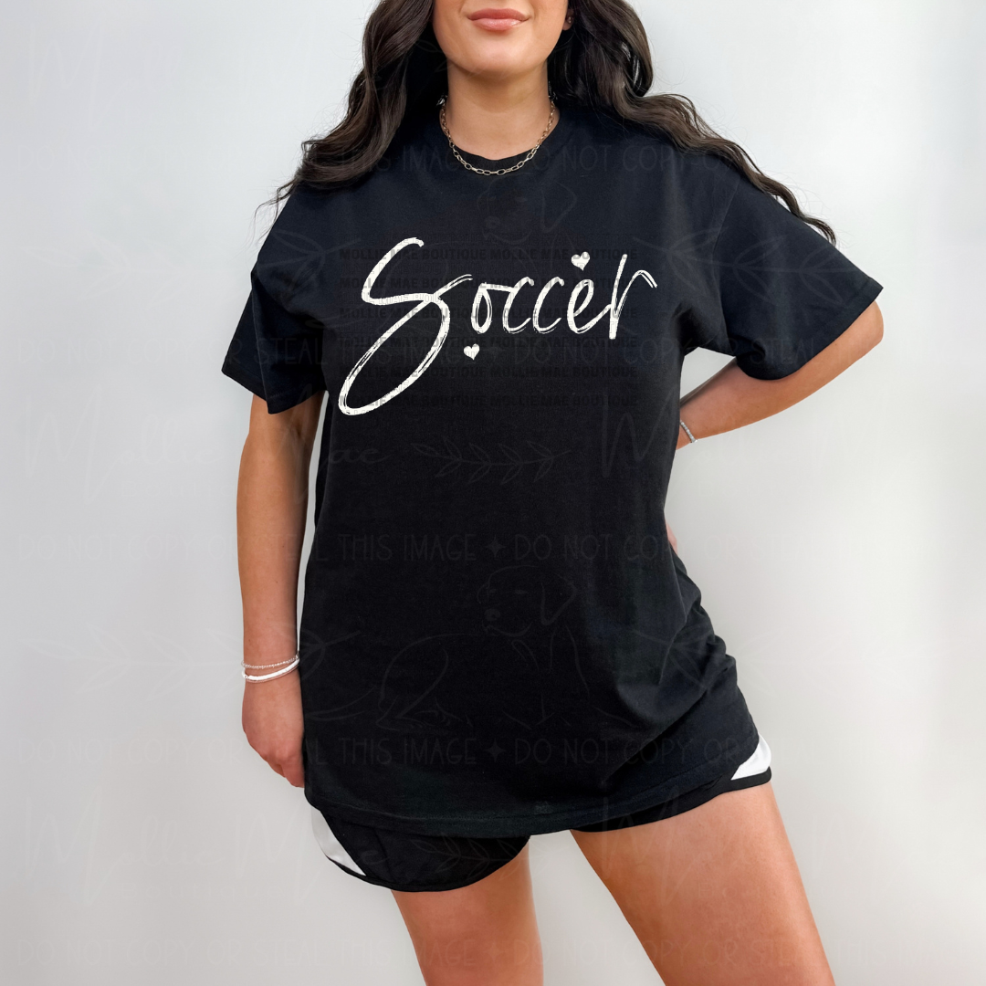 Soccer Script Heart Graphic Tee