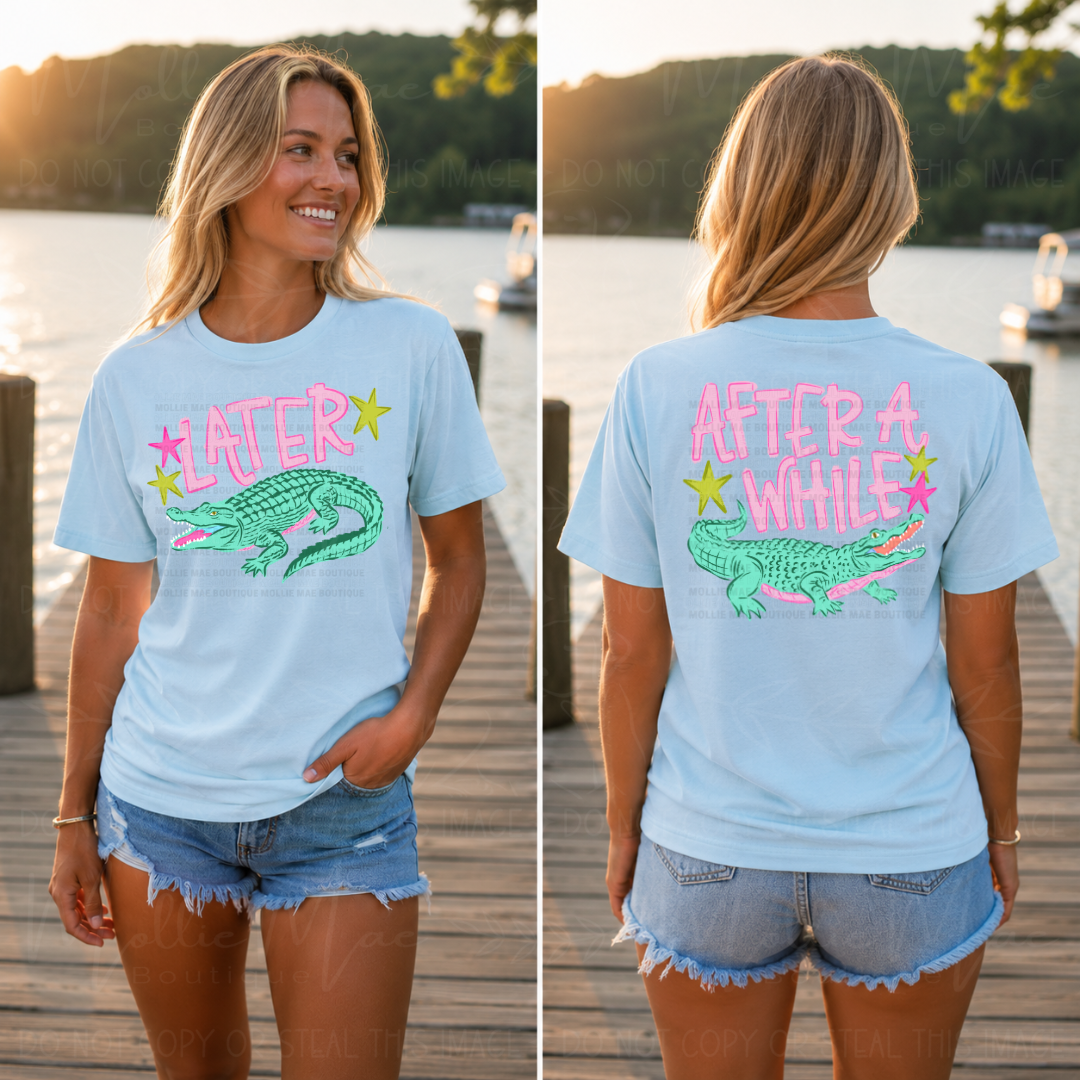 Later Gator Afterwhile Crocodile Coastal Stripe Graphic Tee