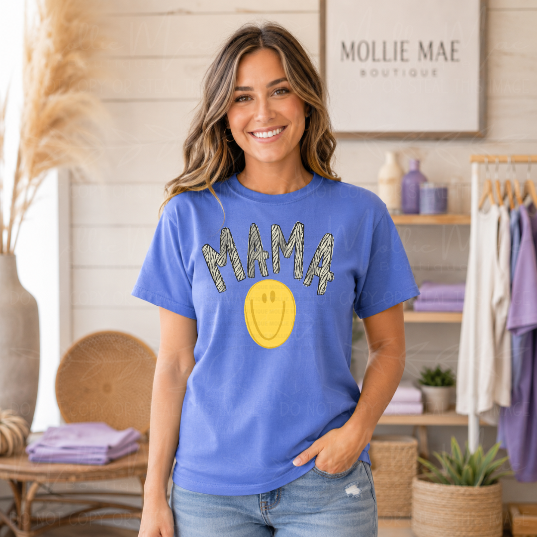 Mama Zebra Smiley Graphic Tee