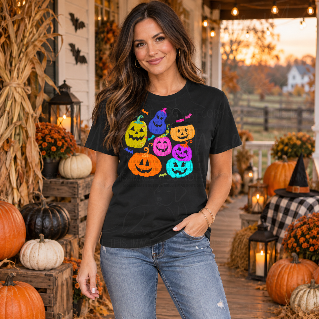 Colorful Pumpkins Halloween Graphic Tee