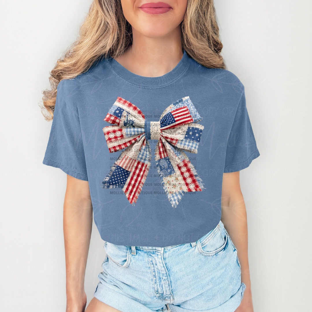 Americana Patchwork Bow Graphic Tee