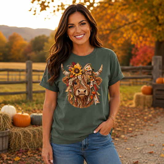 Fall Highland Cow Graphic Tee
