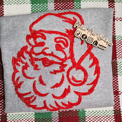 Fluffy Chenille Santa Patch Sweatshirt - Limited Quanity