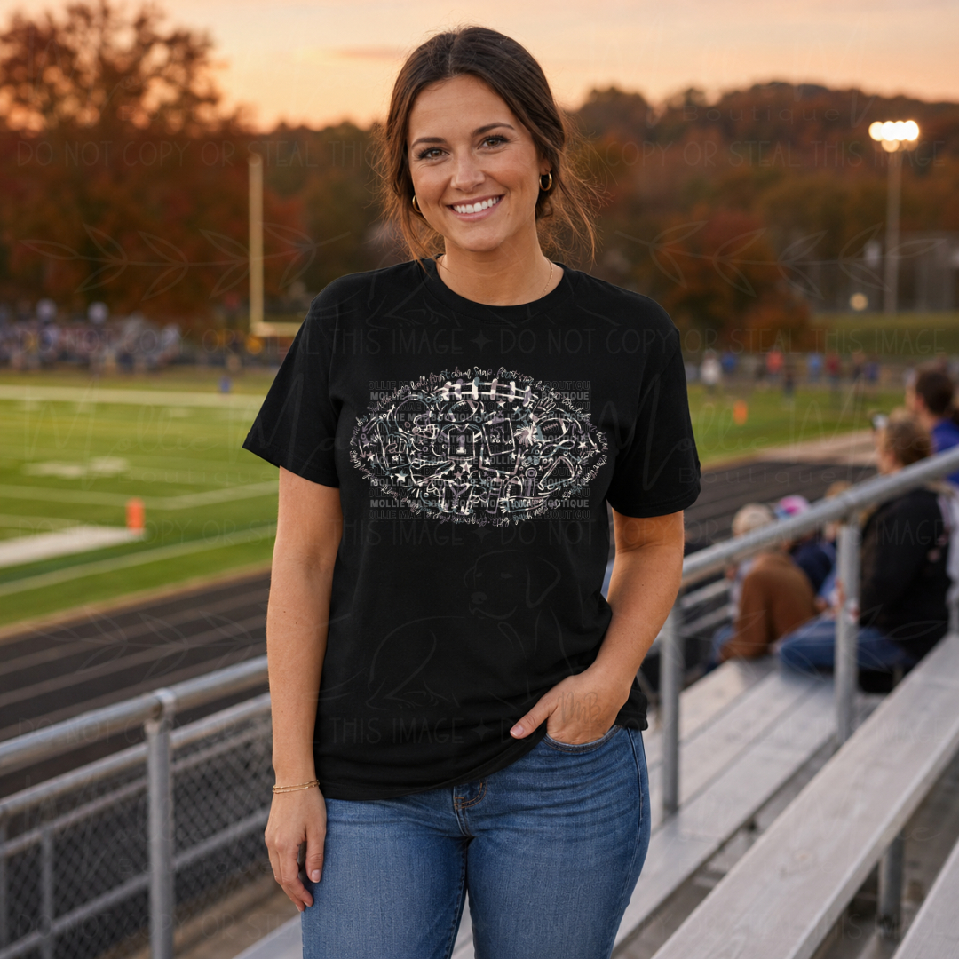 Friday Night Football Doodle Graphic Tee