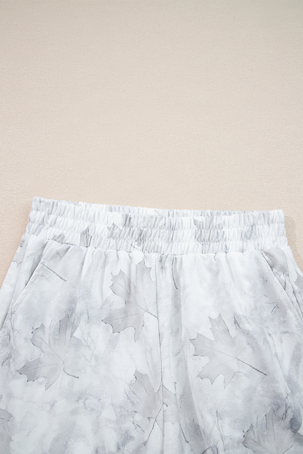 Beige camo abstract short sleeve top and elastic waist shorts set boutique loungewear outfit