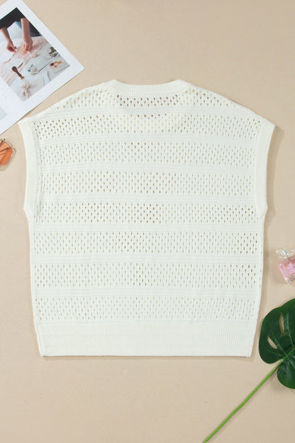 Plus Size Eyelet Hollow Out Dolman Knit Sweater
