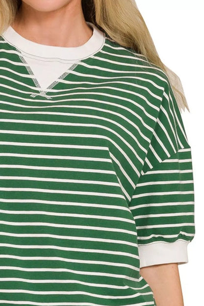 Zenana Striped Rib Banded Sweatshirt boutique fashion apparel with stylish details and comfortable fit