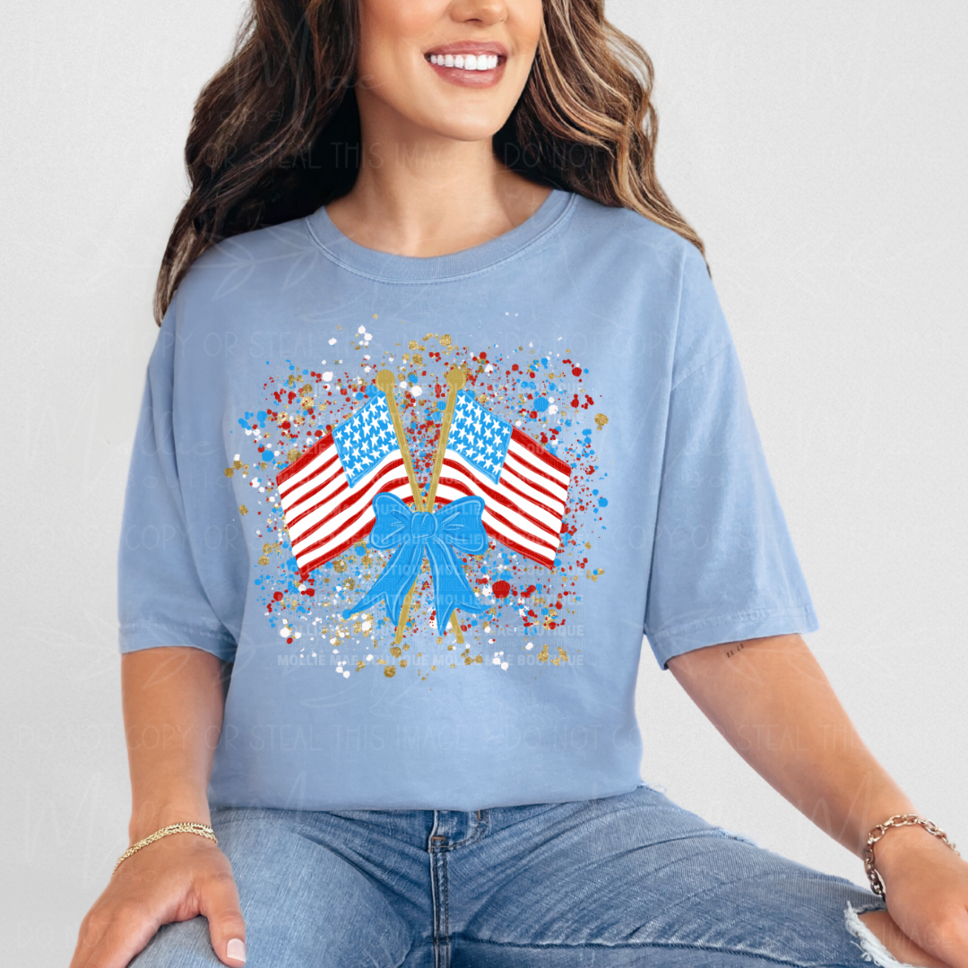 Patriotic Flag Paint Splatter Tee