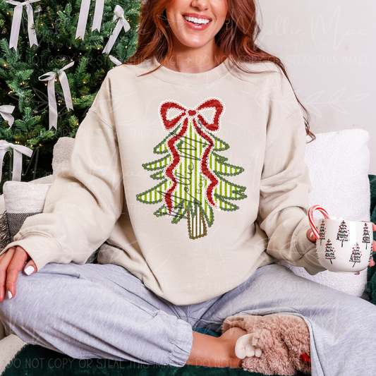 Southern Seersucker Christmas Tree Sweatshirt
