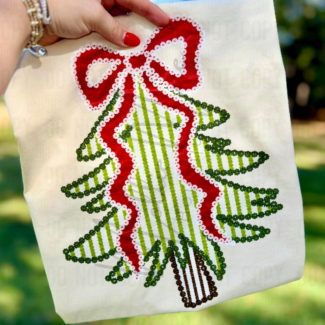 Southern Seersucker Christmas Tree Sweatshirt