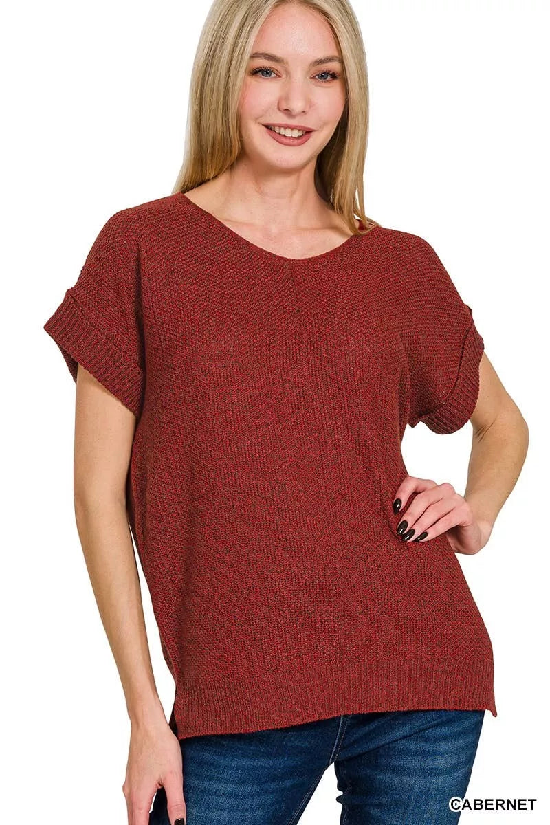 Zenana Center Seam Short Sleeve Sweater boutique fashion apparel with stylish details and comfortable fit