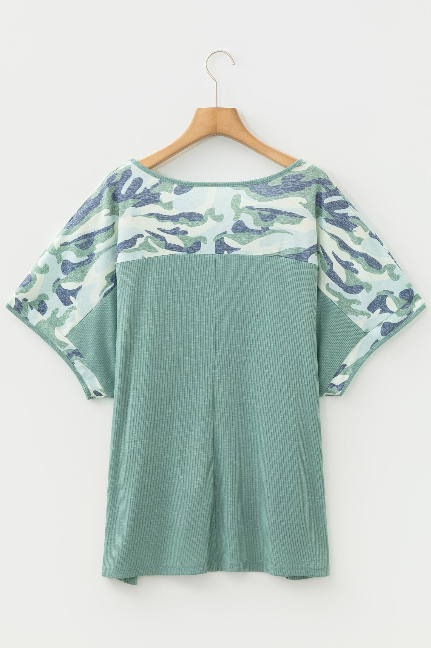 Mazie Mist Ribbed Patchwork PLUS Tee boutique clothing from Mollie Mae Boutique