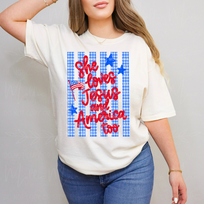 She Loves Jesus & America Too Graphic Tee