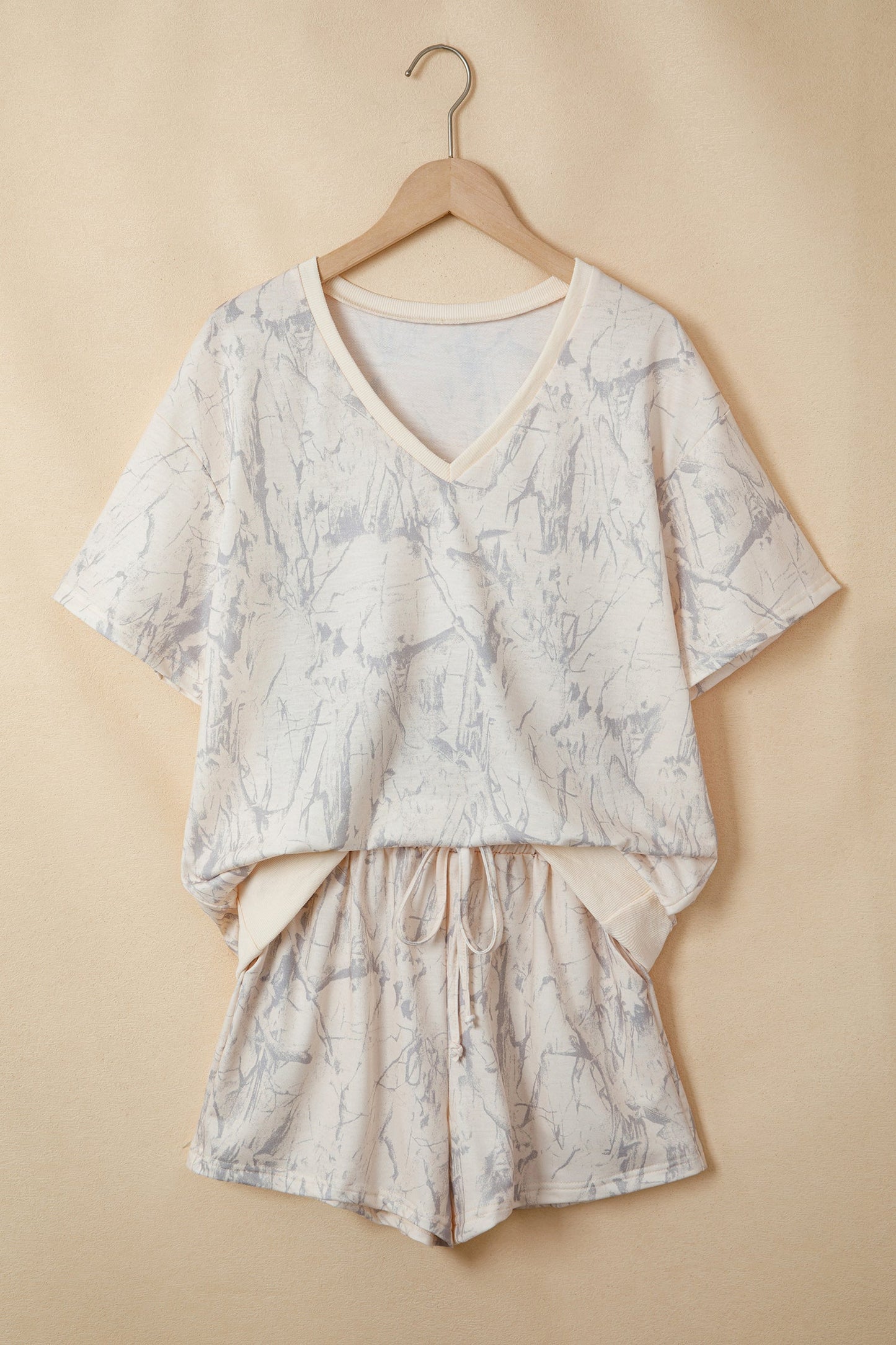Camo V-Neck Loose Tee & Drawstring Shorts Set Pretty Bash women's boutique top from Mollie Mae Boutique