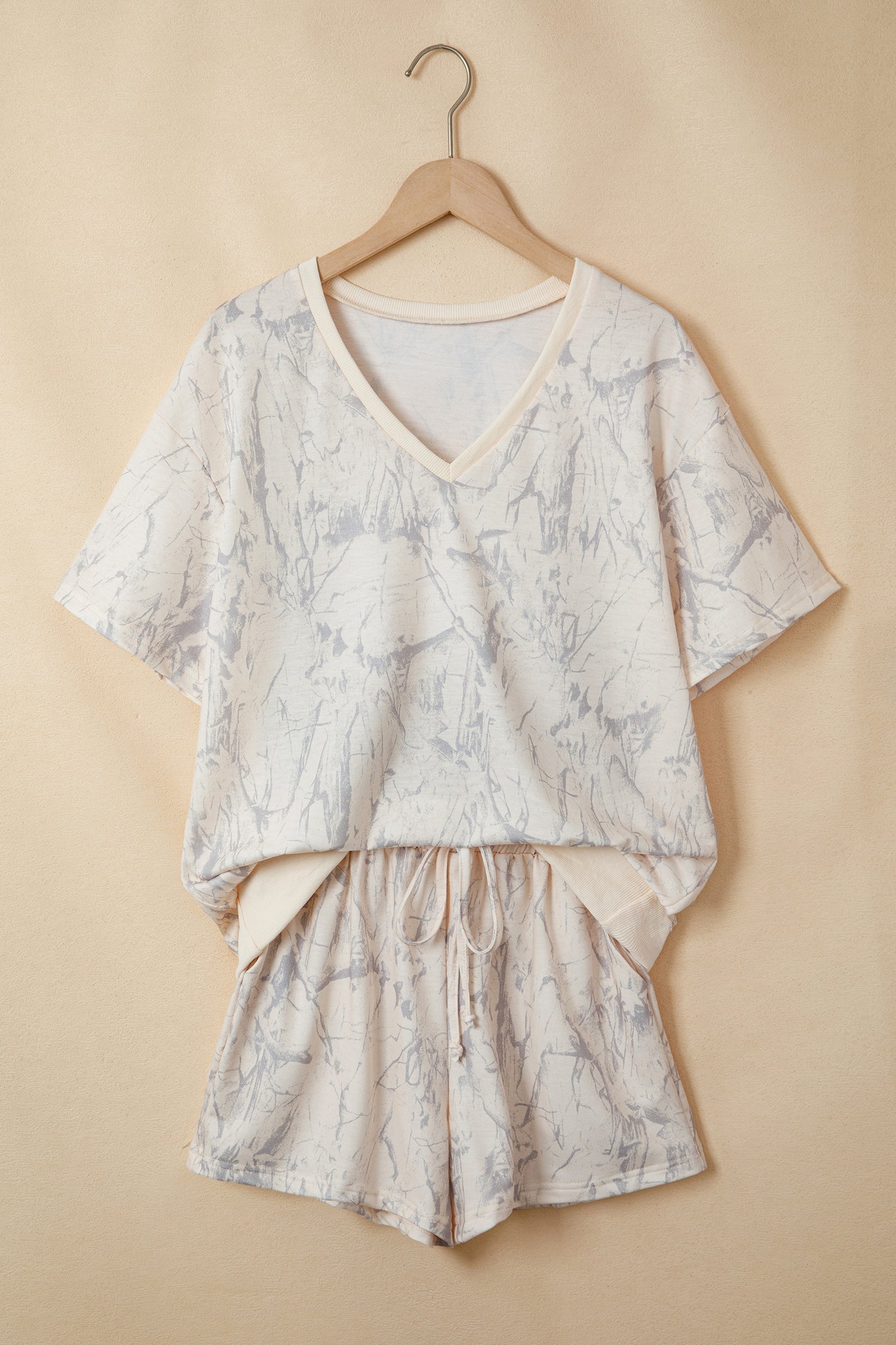 Camo V-Neck Loose Tee & Drawstring Shorts Set Pretty Bash women's boutique top from Mollie Mae Boutique